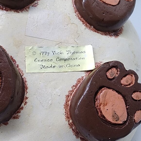 1997 Ceramic Cat Figure With Curly Whiskers 5.5" Tall Enesco Vicki Thomas - Picture 4 of 9